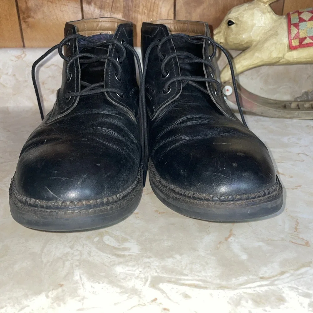 Clarks Chukka Leather Lace-up Ankle‎ Boots Black US 11 Mens Fabric Lined
